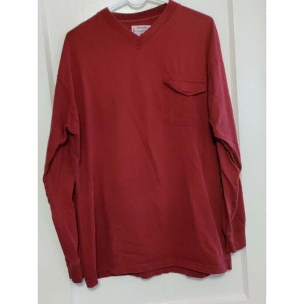 Vtg Wrangler Rugged Wear Long Sleeve Shirt Sz Large Work Chore Outdoors